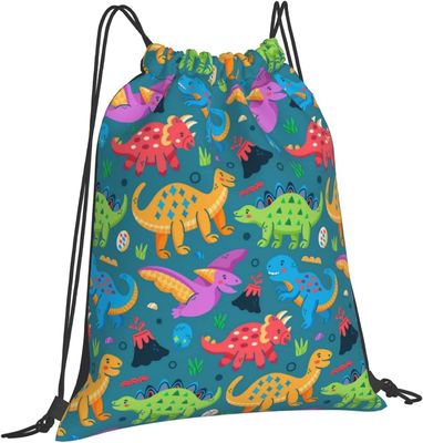 Os sacos de cordão da trouxa do cordão para sacos de corda da dança do Gym dos adolescentes dos meninos das meninas das crianças aumentam dinossauro impermeável