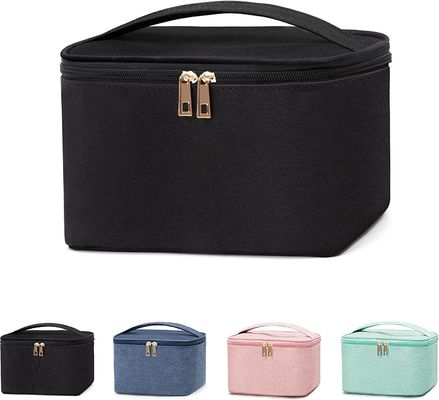 Organizador cosmético pequeno portátil Storage Case do saco à prova de choque da composição com o punho para a joia, batom, caixa cosmética