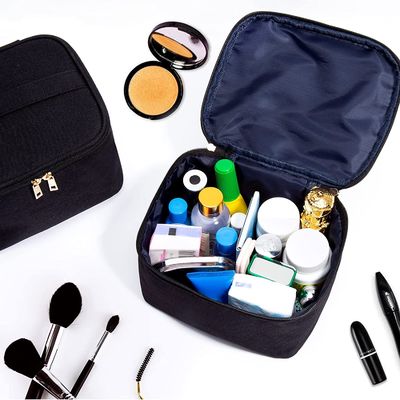 Organizador cosmético pequeno portátil Storage Case do saco à prova de choque da composição com o punho para a joia, batom, caixa cosmética