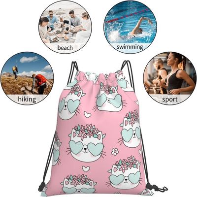 Os sacos de cordão de pouco peso da trouxa do cordão para sacos de corda da dança do Gym dos adolescentes dos meninos das meninas das crianças aumentam gato impermeável