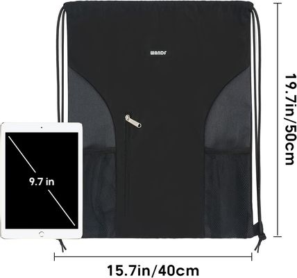 Esporte durável Sackpack da trouxa do cordão com o saco de Mesh Pockets Water Resistant String para crianças dos homens das mulheres (preto)