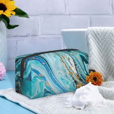 &amp;Store protetor à prova de choque Kit Bag de rapagem portátil, mármore azul da porca jovem, saco para o curso, Gym da lavagem, acampando