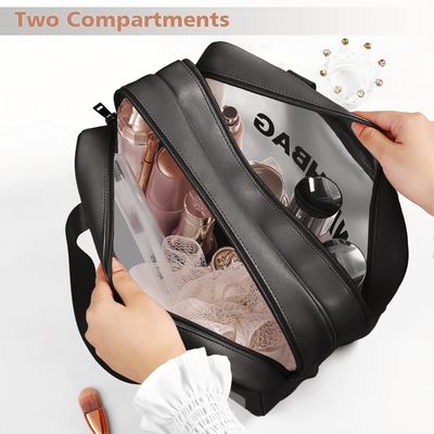 Saco do arti'culo de tocador do curso para as mulheres e os homens, Matte Translucent Toiletry Bag com punho acessível, organizador cosmético Bag da composição