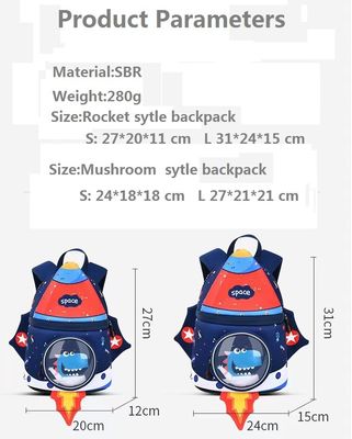 Saco 31 * 24 * 15 Cm da educação do neopreno da trouxa 3D das crianças de Rocket Shape SBR