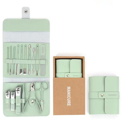 O prego Clippers do grupo de tratamento de mãos utiliza ferramentas tesouras de aço inoxidável Kit For Manicure Tools dos cortadores do prego da colher da orelha do agregado familiar 4/12/16Pcs