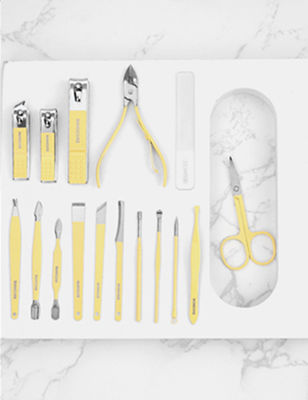 O prego Clippers do grupo de tratamento de mãos utiliza ferramentas tesouras de aço inoxidável Kit For Manicure Tools dos cortadores do prego da colher da orelha do agregado familiar 4/12/16Pcs