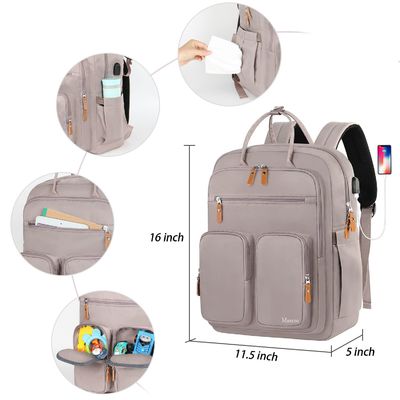 Saco de mamã elegante com UBS Boca Tecido à prova d'água Conforto Faixa de ombro Interior Bolsa Bebê garrafa Camada de isolamento