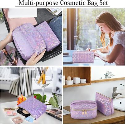 Bolsa de cosméticos macia de couro PU bolsa à prova d'água portátil bolsa de viagem para maquiagem