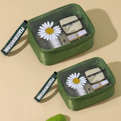 Daisy Transparente Cosmético PVC Bolsa De Maquiagem De Viagem Verde Para Mulheres Masculinas