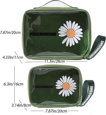 Daisy Transparente Cosmético PVC Bolsa De Maquiagem De Viagem Verde Para Mulheres Masculinas
