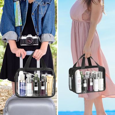 Saco de viagem transparente grande à prova d'água de PVC para bolsas de higiene pessoal