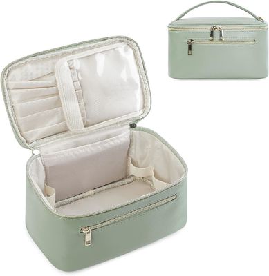Organizador verde Cosmetic Brush Case da composição do curso das mulheres no couro do vegetariano de Eco