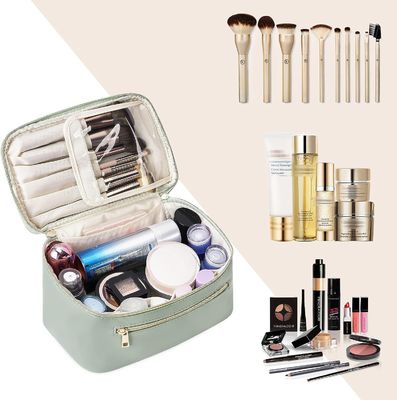 Organizador verde Cosmetic Brush Case da composição do curso das mulheres no couro do vegetariano de Eco