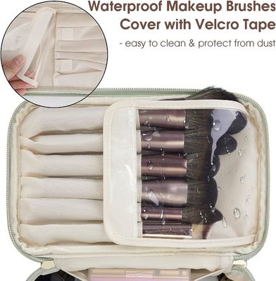 Organizador verde Cosmetic Brush Case da composição do curso das mulheres no couro do vegetariano de Eco