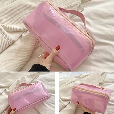 Saco cosmético à prova d'água leve bolsa transparente de PVC com alça com zíper portátil