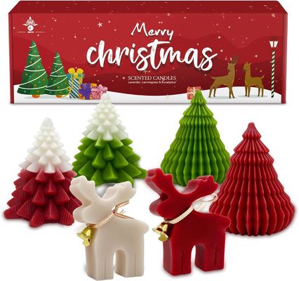 Velas perfumadas de Natal Conjunto de presentes Alce e Árvore de Natal em forma de cera de soja feita à mão Xmas Aromaterapia vela