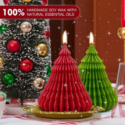 Velas perfumadas de Natal Conjunto de presentes Alce e Árvore de Natal em forma de cera de soja feita à mão Xmas Aromaterapia vela