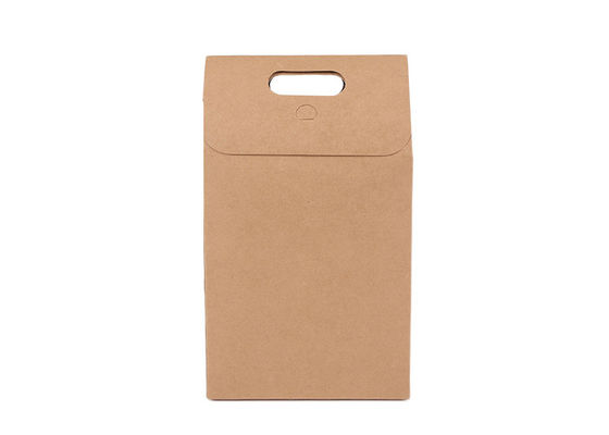 Os sacos do presente do papel de embalagem de Brown do Natal almoçam saco de papel quadrado com os punhos